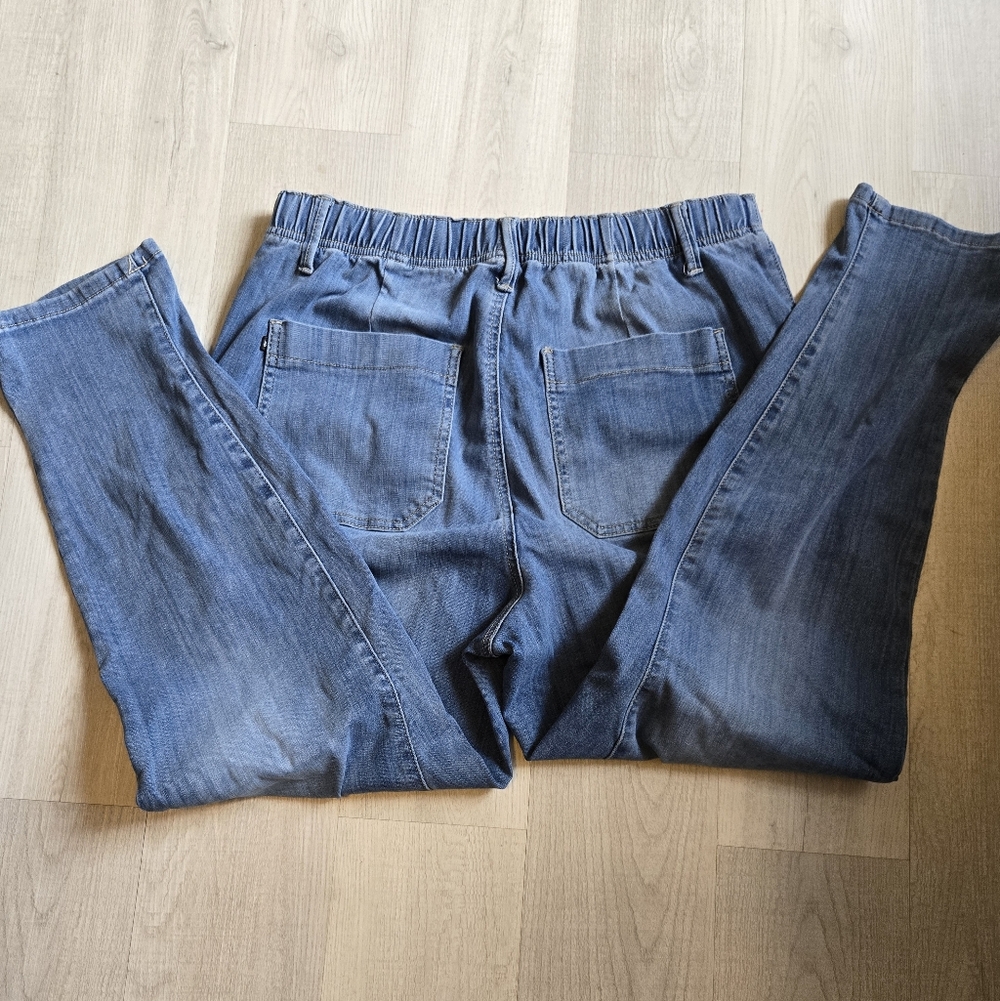 Judy Blue Mid Wash Straight Leg Drawstring Elastic Waist Jeans 16W - Picture 5 of 5